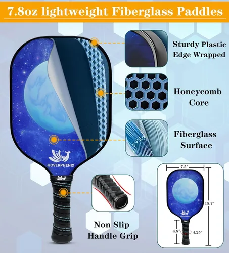 Miniatura 6 de Hoverphenix Portable Pickleball Net Set, 22FT Regulation Size Pickle Ball Net with Paddle Set of 4, Pickleballs and Carry Bag, Easy Setup for Indoor