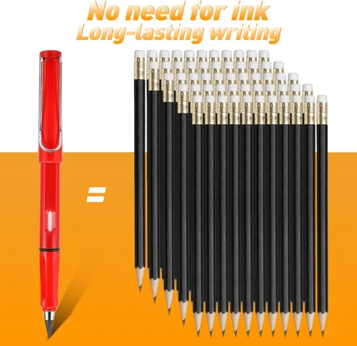 Miniatura 3 de 10 lápices eternos reemplazables de metal infinito, punta de grafito reemplazable, bolígrafos de escritura reutilizables sin tinta, lápices sin