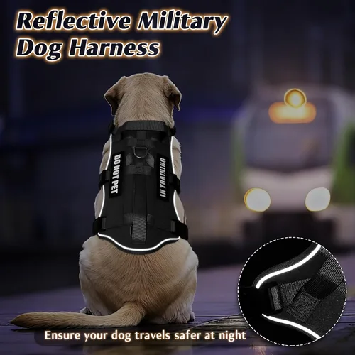 Miniatura 6 de WINSEE - Arnés para perro a prueba de fugas, arnés Molle de servicio y trabajo con doble asa, chaleco táctico para mascotas con 4 parches