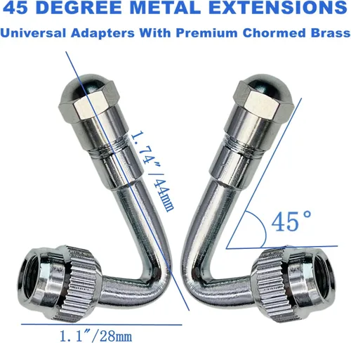 Miniatura 2 de Extensores de vástago de válvula, extensión de válvula de neumático Schrader de 45 grados, 90 grados, 135 grados, compatible con ruedas duales