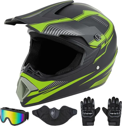 CARTMAN Adult Full Face Motorcycle Helmet, DOT Approved Dirt Bike Helmet, Matte Black and Red for Offroad, ATV, and Motocross
