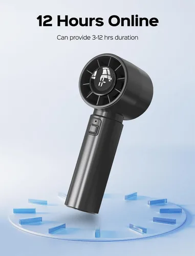 Miniatura 7 de Ventilador de mano portátil: refrigeración de alta velocidad, mini ventilador recargable por USB con batería de 4000 mAh, 12 horas de duración