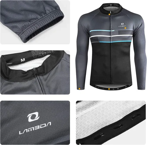 Miniatura 3 de LAMEDA Cycling Jersey Mens Long Sleeves Athletic Bicycle Mountain Bike
