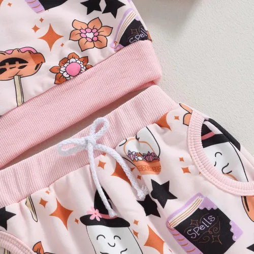 Miniatura 7 de Kayotuas Conjunto de sudadera de manga larga con estampado de arco de calabaza y esqueleto para bebé de Halloween, para otoño