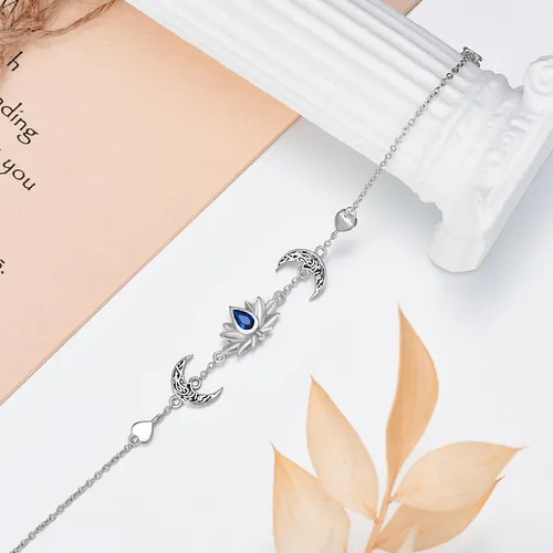 Miniatura 4 de Shusukue 925 Sterling Silver CatTurtle StarfishPenguinLotus Bracelet for Mom Daughter Wife Gift (with gift box)