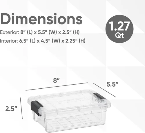Miniatura 2 de Superio Cajas de almacenamiento transparentes con tapas, contenedores de plástico de 1.27 cuartos de galón para organizar, cajas apilables, sin BPA