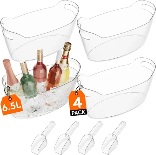 Miniatura 12 de Lifewit Cubo de Hielo de 6.5L para Fiestas 2 Piezas (en 1 Paquete), Cubo Portátil para Bebidas para Bar de Cócteles, Enfriador de Champán