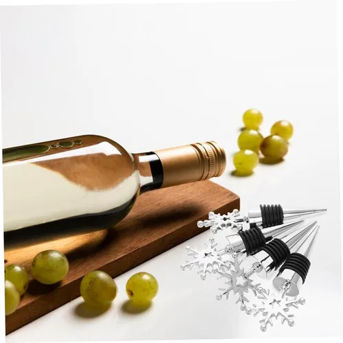 Miniatura 7 de NOLITOY Decoración de corona, 4 tapones para botellas de vino, corcho, copo de nieve, copos de nieve, tapones para botellas de vino, tapones