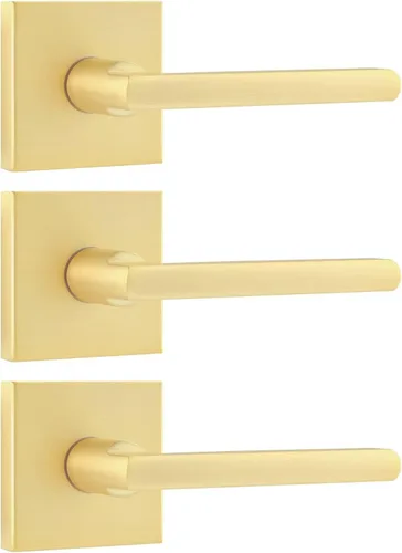 Miniatura 10 de Leydebong Paquete de 3 pomos de entrada dorados con llave igual, manija de puerta de entrada resistente, estilo contemporáneo, herrajes modernos
