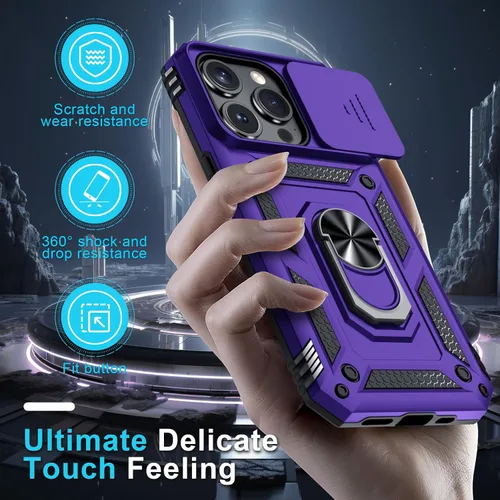 Miniatura 7 de Janmitta - Funda para iPhone 14 Pro con cubierta deslizante para lente de cámara incorporada + protector de pantalla, funda de cuerpo completo