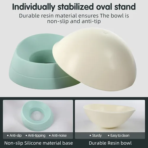 Miniatura 5 de Tazón Bulldog Antideslizante para Perros y Gatos Detachable de Goma Tazón para Perros Desechable Inclinado Comedero para Mascotas con Base Inclinada