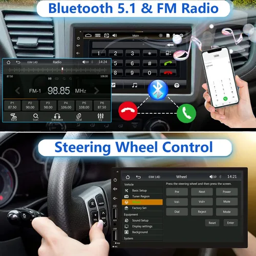 Miniatura 3 de Estéreo de Coche Doble DIN con Apple CarPlay Inalámbrico y Android Auto, Receptor de Audio de Coche con Pantalla Táctil de 7 Pulgadas, Radio