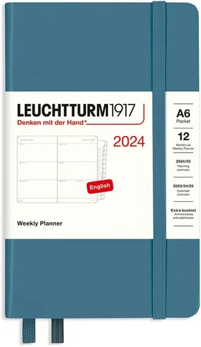 Miniatura 21 de LEUCHTTURM1917 - Agenda semanal 2024 con folleto adicional, bolsillo (A6) tapa dura, azul marino (1 de enero - 31 de diciembre de 2024)