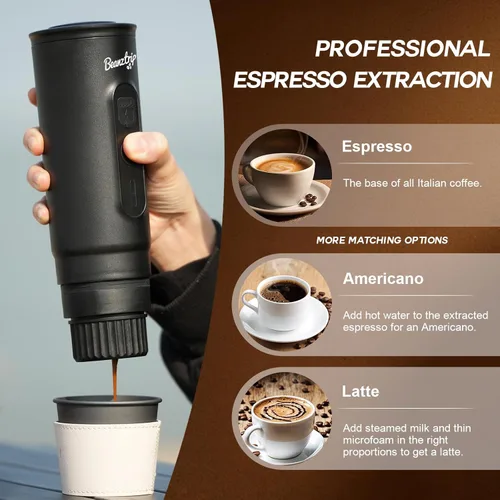 Miniatura 6 de H02 PRO - Cafetera portátil para café, cafetera eléctrica para viajes, mini cafetera pequeña de 20 bar con autocalentamiento, máquina de café