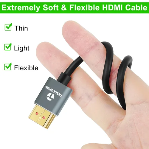 Miniatura 2 de Thsucords Cables HDMI ultra finos 8K 4K de 1.6 pies, delgado y flexible, suave de alta velocidad, cable HDMI 2.1 compatible con 4K @120Hz 8K @60Hz