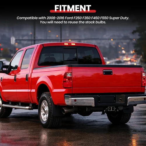 Miniatura 3 de HECASA Conjunto de luz trasera compatible con Ford F250 F350 F450 F550 2008-2016 Super Duty Reemplazo para 7C3Z13405A 7C3Z13404A FO2800208 FO2801208