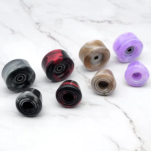Miniatura 7 de Paquete de 8 ruedas para patines con rodamientos instalados con 2 topes de dedos para patinaje de doble fila, 82A 1.260 in x 2.283 in (rojo)