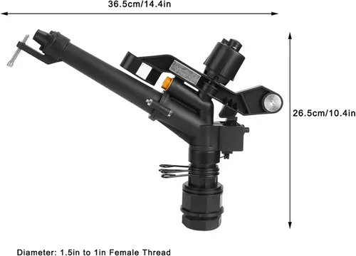 Miniatura 2 de Aspersor de riego, brazo oscilante de 360° y aspersor de césped de impacto, rosca hembra ajustable DN25 de 1.5 pulgadas, para granja, jardín, riego