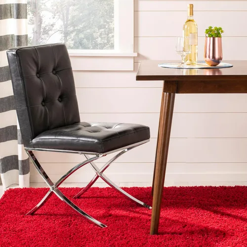 Miniatura 8 de Safavieh Home Walsh - Silla auxiliar de piel sintética negra y cromada