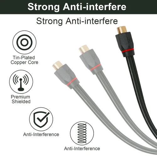 Miniatura 3 de Divisor RCA de 12 pulgadas, 1 hembra a 2 machos, paquete de 2 unidades, cable RCA Y RCAs de video para automóvil, divisor de cable de audio RCA