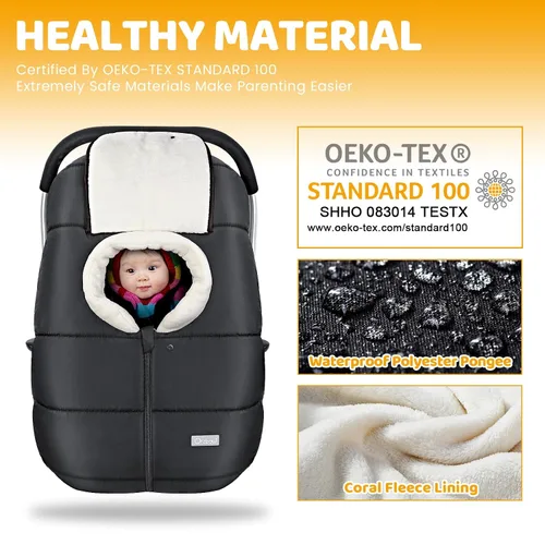 Miniatura 5 de Orzbow Funda de asiento de automóvil para bebé, fundas de asiento de automóvil para bebés niños y niñas, funda de asiento de automóvil de invierno
