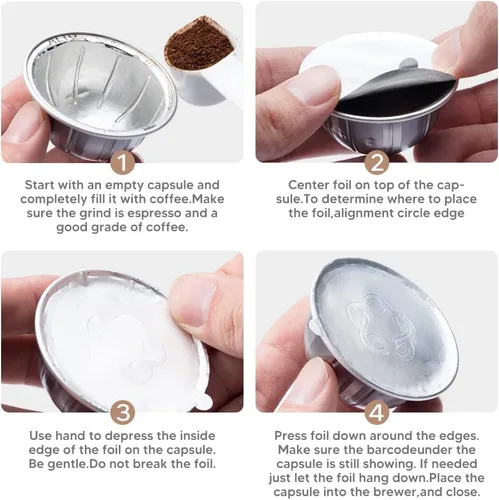 Miniatura 3 de Cápsulas de café reutilizables V-ertuo recargables con papel de aluminio espresso para máquinas de café N-espreso V ertuo GCA1 y De 'L onghi ENV135S