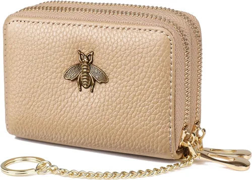 Miniatura 31 de imeetu Soporte para tarjetas de crédito RFID, cartera pequeña de cuero con cremallera para mujer