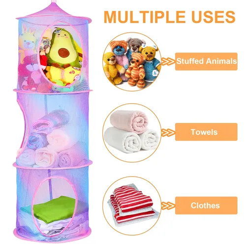 Miniatura 7 de Basumee Red para Animales de Peluche o Hamaca 2 Piezas Red de Almacenamiento de Juguetes Hamaca para Peluches Organizador de Malla para Decoración