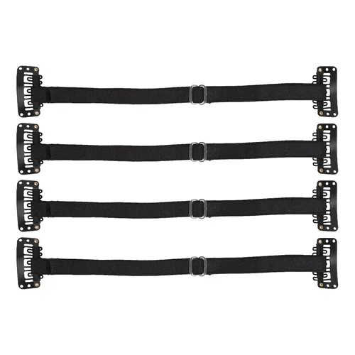 4 bandas de estiramiento facial con clips, banda facial instantánea elástica ajustable, correa de elevación invisible para estiramiento facial, Negro