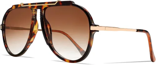 Miniatura 17 de GUVIVI Gafas de sol de aviador de gran tamaño para mujeres y hombres, estilo retro de los años 70, lentes de sol de metal dorado sin enredos