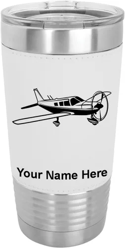 Miniatura 22 de LaserGram Vaso aislado al vacío de 20 onzas, avión de ala baja, grabado personalizado incluido (piel sintética, estilo béisbol)