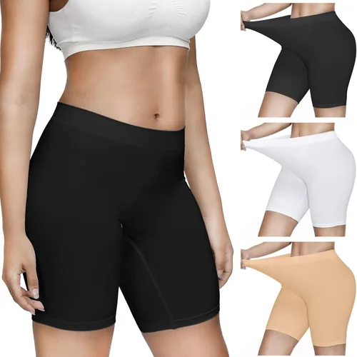 Pantalones cortos sin costuras para mujer, paquete de 3 pantalones cortos cómodos sin costuras para debajo de los vestidos
