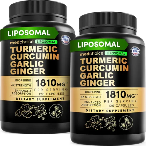 Miniatura 12 de Cúrcuma liposomal, suplementos de curcumina de alta absorción, mezcla sin OMG para comodidad digestiva y apoyo diario, suplemento de cúrcuma