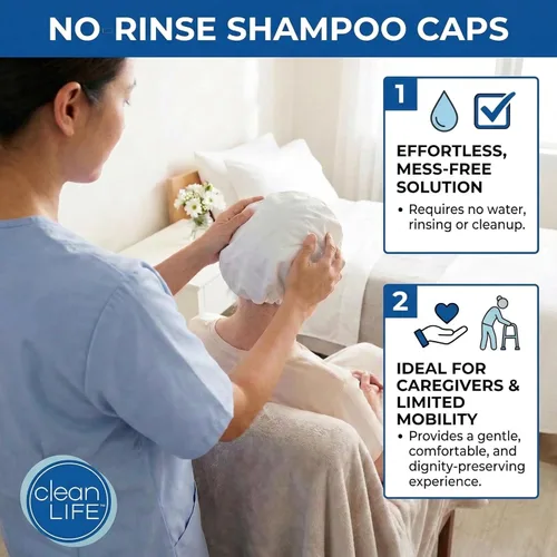 Miniatura 3 de Cleanlife Products No-Rinse - Gorro de champú (2 unidades), sin agua, sin enjuague, sin enjuague, para lavar y acondicionar el cabello, para bañar a