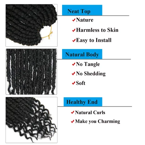 Miniatura 4 de Paquete de 8 extensiones de cabello de ganchillo de 12 pulgadas, trenzas de ganchillo senegalesas, rizados, con rizos de resorte, para mujeres