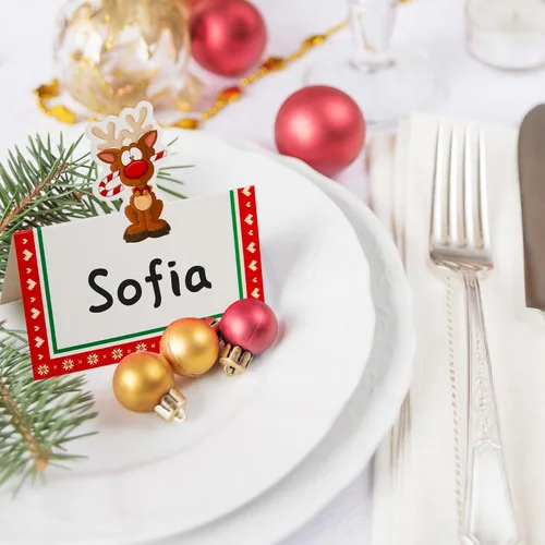 Miniatura 8 de Tarjetas de lugar de Navidad de Fancy Land para decoración de mesa navideña, 36 piezas de tarjetas de nombre de mesa