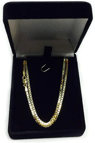 Miniatura 5 de Jewelry Affairs 14k Yellow Solid Gold Mirror Box Chain Necklace, 1.7mm