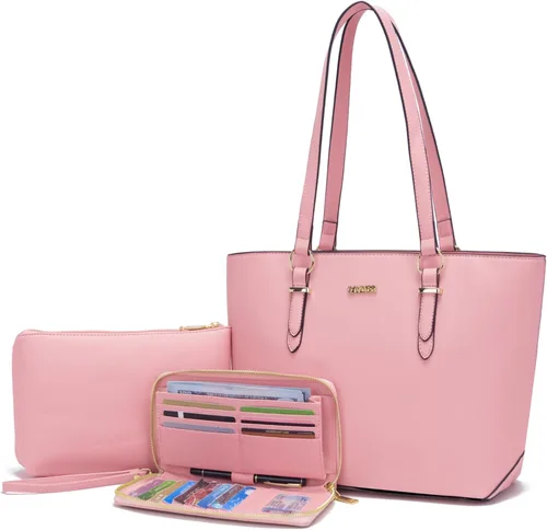 Miniatura 24 de Qiyuer - Juego de carteras y bolsos para mujer, bolso de trabajo, bolso de mano, bolso de hombro con asa superior, bolso con cartera a juego