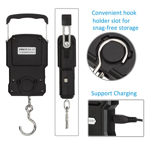 Miniatura 6 de Báscula Lugagge recargable portátil con gancho electrónico, bolsa colgante digital, báscula de peso para equipaje, báscula de pesca con cinta