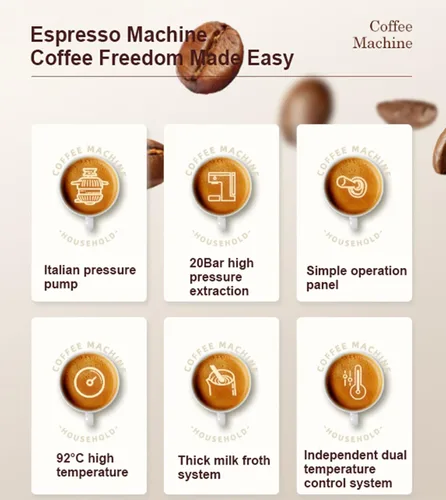 Miniatura 5 de Cafetera de espresso, capuchino y café con leche Máquina automática de café en cápsulas Espumador automático de leche Máquina de café espresso