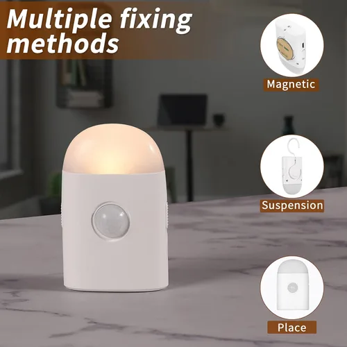 Miniatura 2 de Luz nocturna LED con sensor de movimiento, luz blanca cálida regulable recargable y gancho 2 modes: motion sensor & steady light,3 dimmable