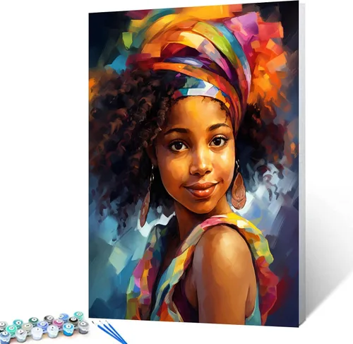 Miniatura 14 de Tucocoo Pintura por números para adultos, kits de pintura al óleo digital sobre lienzo con pinceles y pigmento acrílico, hermoso retrato de niña