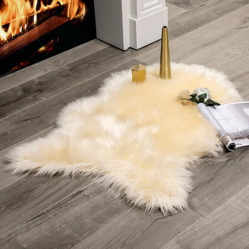 Miniatura 23 de MIULEE Alfombra de Piel de Oveja Sintética de 3 x 5 Pies, Alfombras de Área Mullidas de Lujo - Alfombra Decorativa Shag Súper Suave para Dormitorio