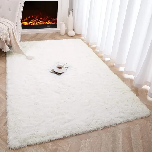 Miniatura 3 de Foxmas Alfombras suaves y esponjosas para dormitorio, habitación de los niños, alfombra lanuda de felpa para guardería, alfombras peludas para niños