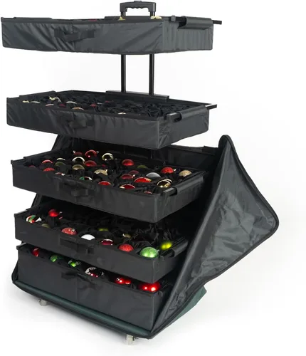 Miniatura 10 de TreeKeeper Caja de almacenamiento telescópica de adornos navideños con divisores: organizador ajustable con capacidad para 120 adornos de hasta 4