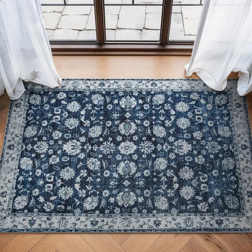 Miniatura 52 de Bloom Rugs - Alfombra lavable, antideslizante, de 1,83 x 2,74 m, color beige/blanco claro con borde tradicional, para sala de estar, dormitorio