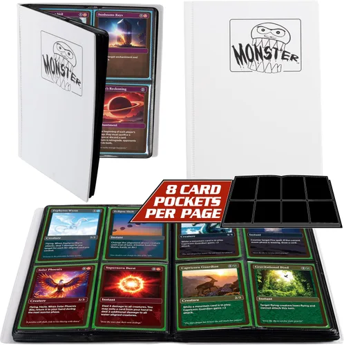 Miniatura 18 de Monster - Carpeta para tarjetas coleccionables de 4 bolsillos, álbum Holofoil negro, protección TCG antirrobo y anticaídas con bolsillos laterales