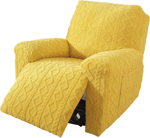 Miniatura 19 de vctops Verde Navideño 4 Piezas Fundas para Sillón Reclinable de Felpa Jacquard Geométrica Suaves Peludas Mullidas Funda para Sofá y Sillón