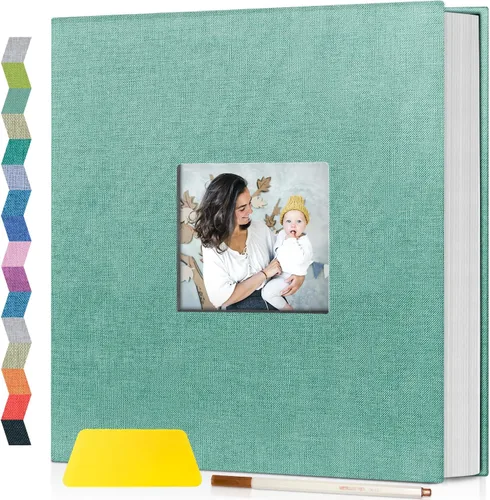 popotop Álbum de fotos autoadhesivo con ventana de visualización de imágenes, kit de suministros de scrapbooking DIY de 40 páginas para fotos de 4x6