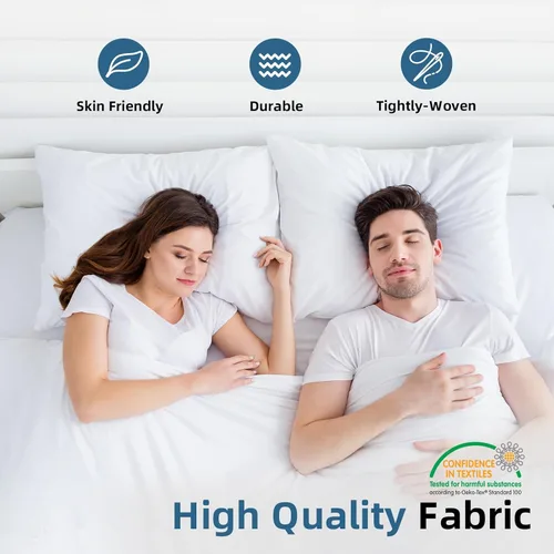 Miniatura 3 de YSTHER Juego de 2 almohadas de plumas de plumón de 14 x 22 pulgadas, almohadas lumbares firmes y grandes para cama, almohadas decorativas suaves